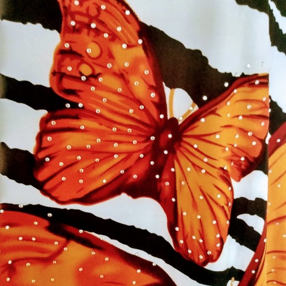 ZEBRA WOMEN ORANGE BUTTERFLY TOP SIZE M - Picture 2 of 8